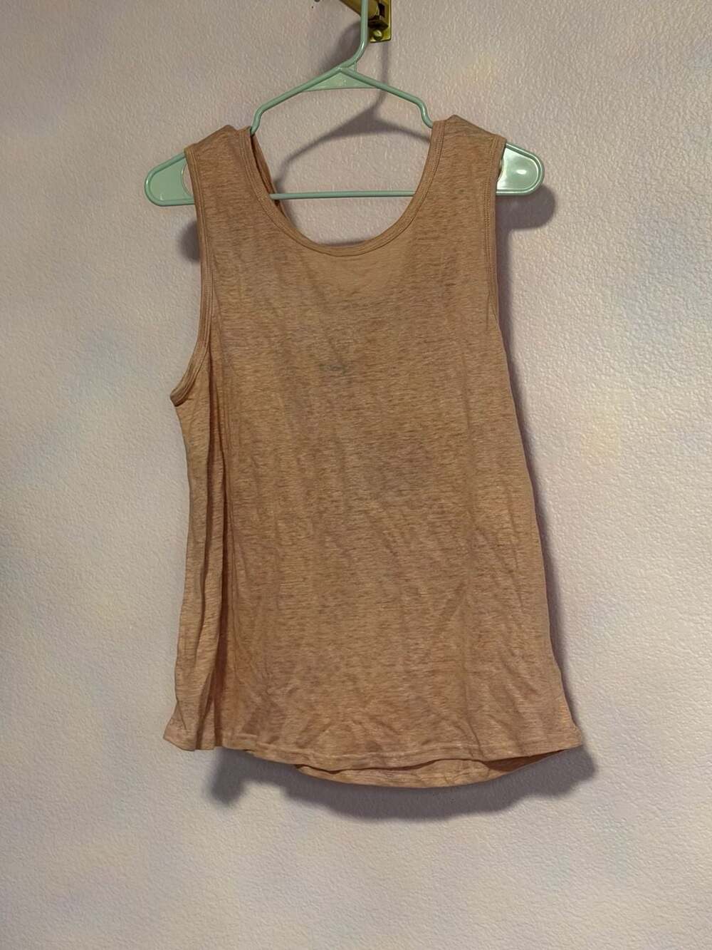 Miss Me Tank Top Size L Peach Slub Knit Tie Back Sleeveless